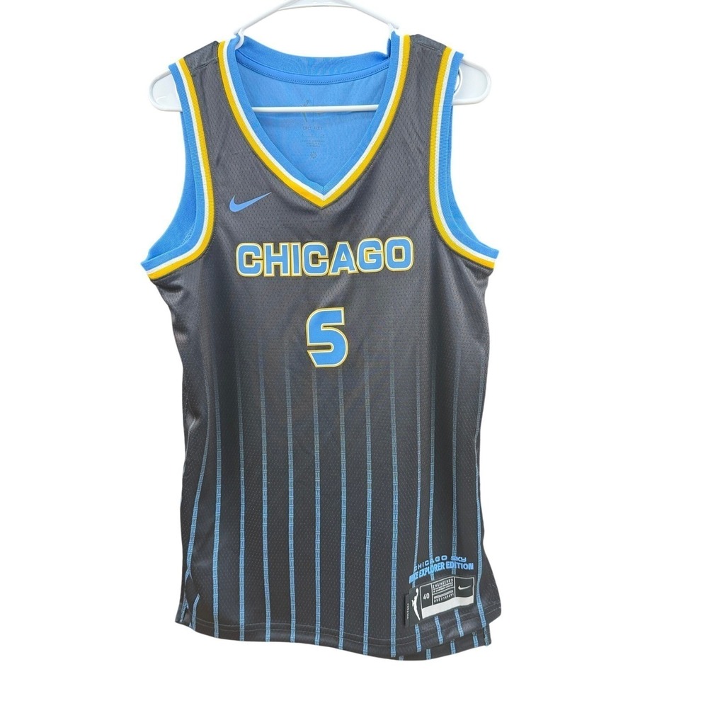 $100 Nike Angel Reese Chicago Sky WNBA Explorer Edition Jersey Black Blue  L - Picture 2 of 9